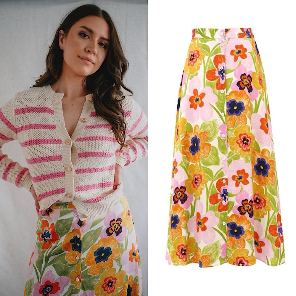 FRNCH PARIS Celly Spicy Garden Midi Skirt